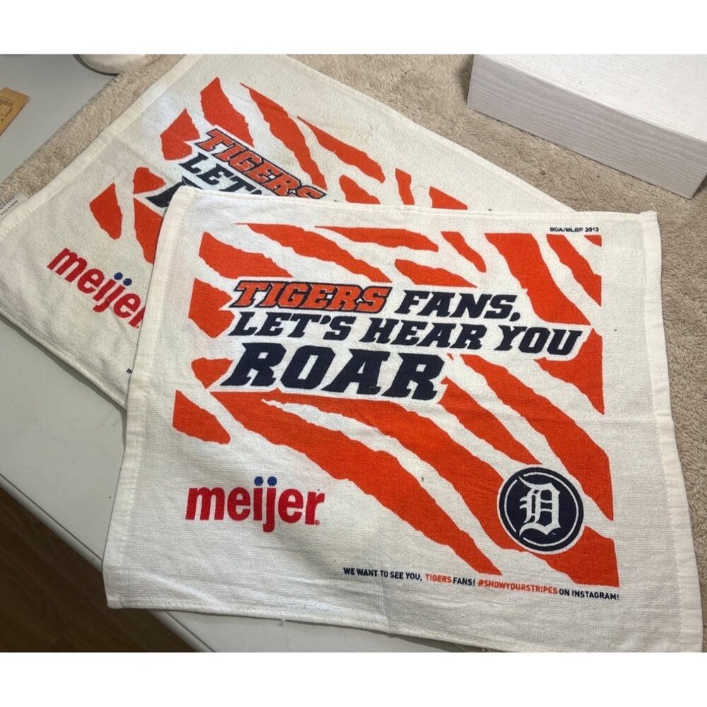 Detroit Tigers MLB 2013 Rally Towel Meijer Promo Fan Orange/White Set of 2 Roar